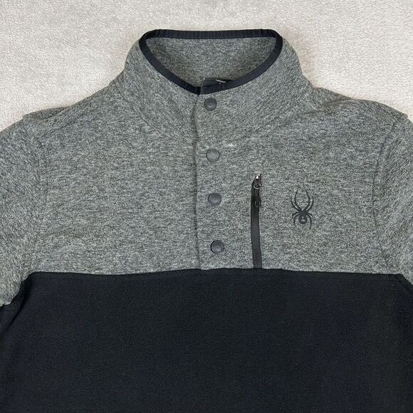 Spyder Jacket Men Gait Half Zip Sweater Gray Small Pullover Fleece Sweatshirt - Picture 3 of 9